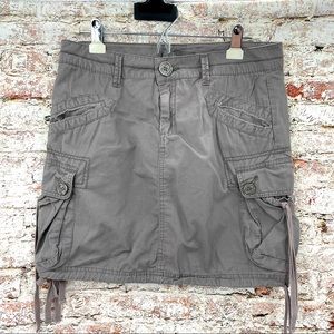 Organic cotton prana jawstring mini skirt hiking safari cargo skirt
